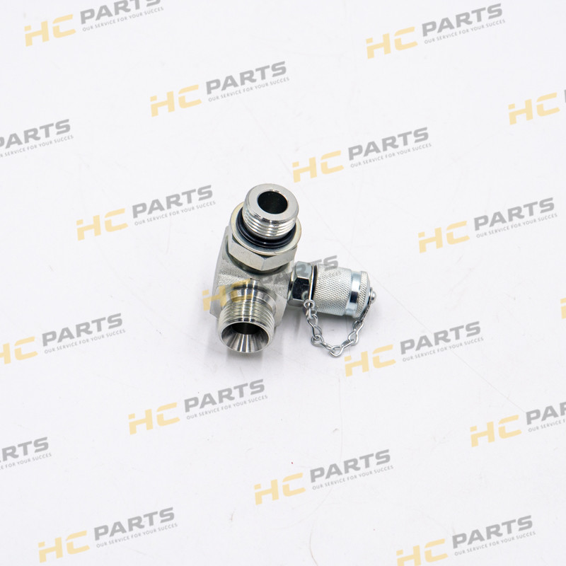 JCB Adapter elbow with test point 7/8SAE x 5/8BSP - AZERI PARTS