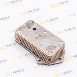 Engine oil cooler with housing (fits PERKINS 1104) - GENUINE